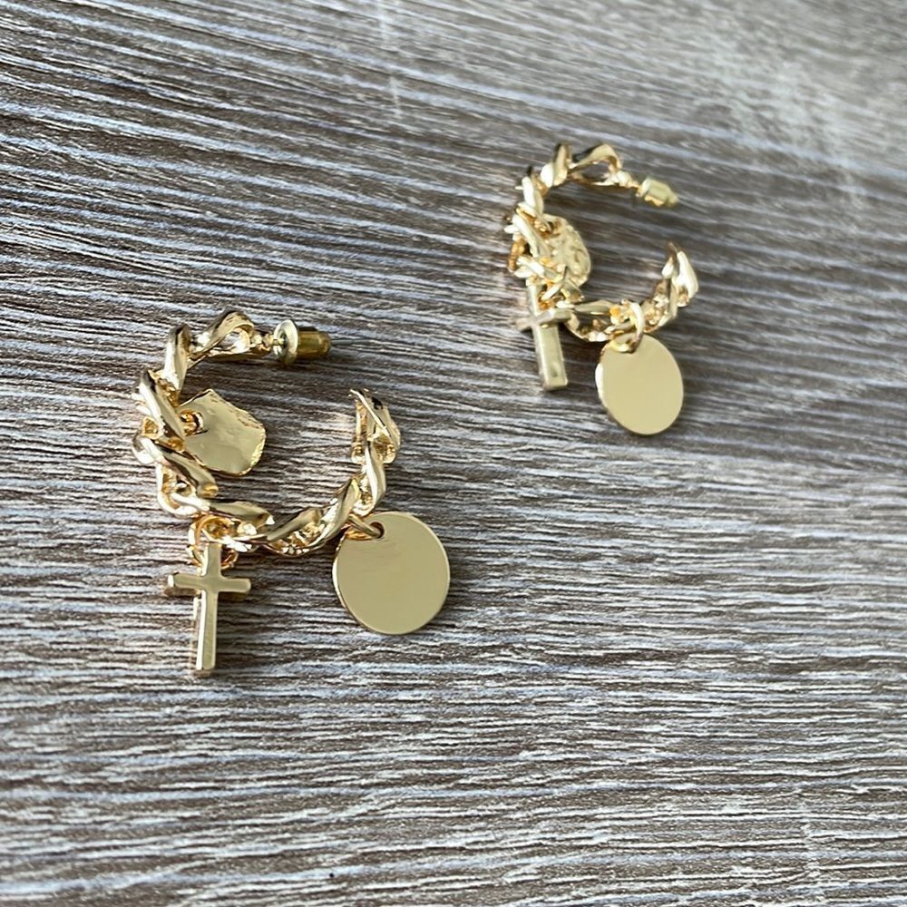 Anthropologie Gold Chain Hoop Earrings
